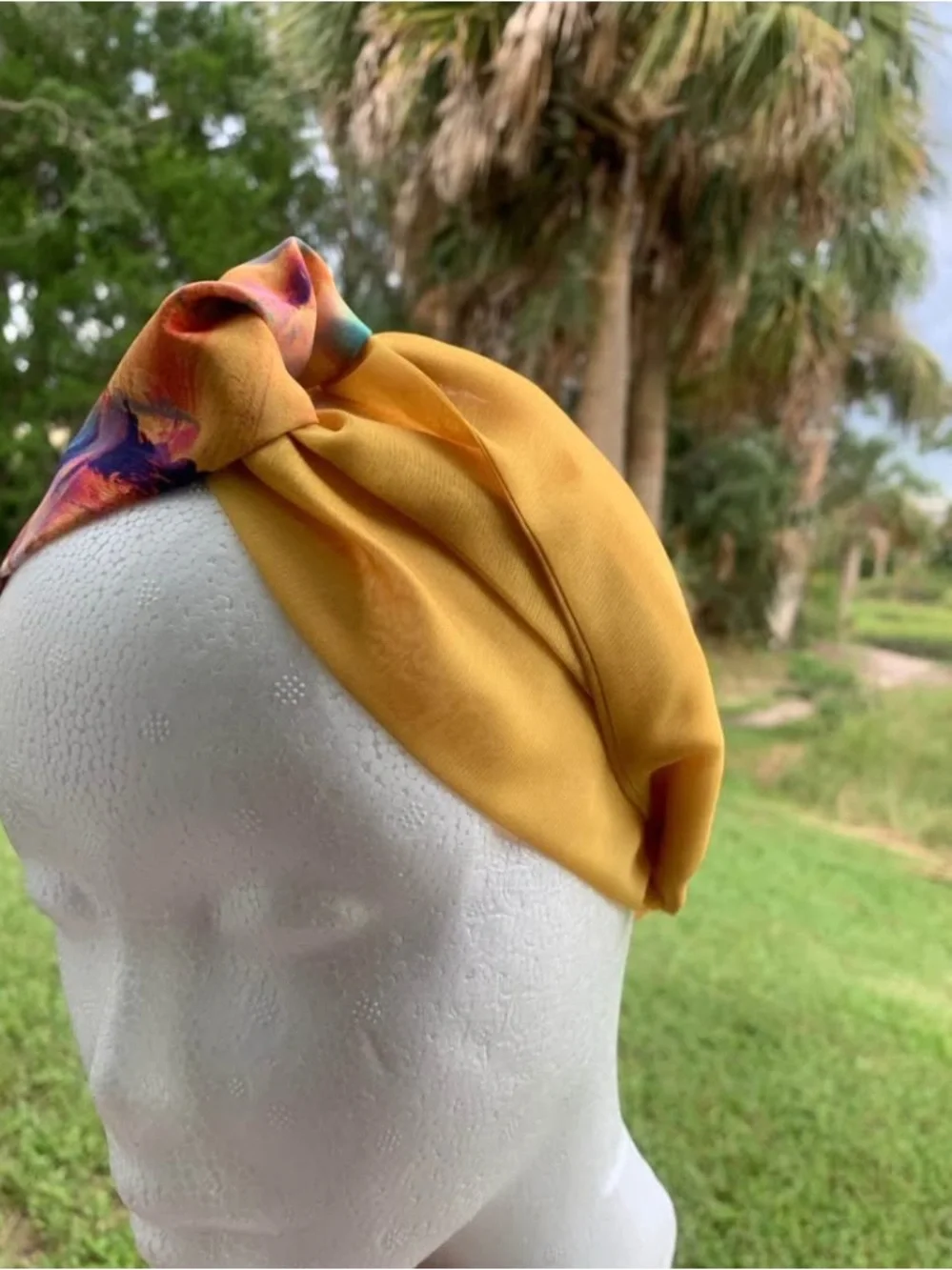 ✨ Handmade Golden & Multicolor Silk Headwrap / Headband
